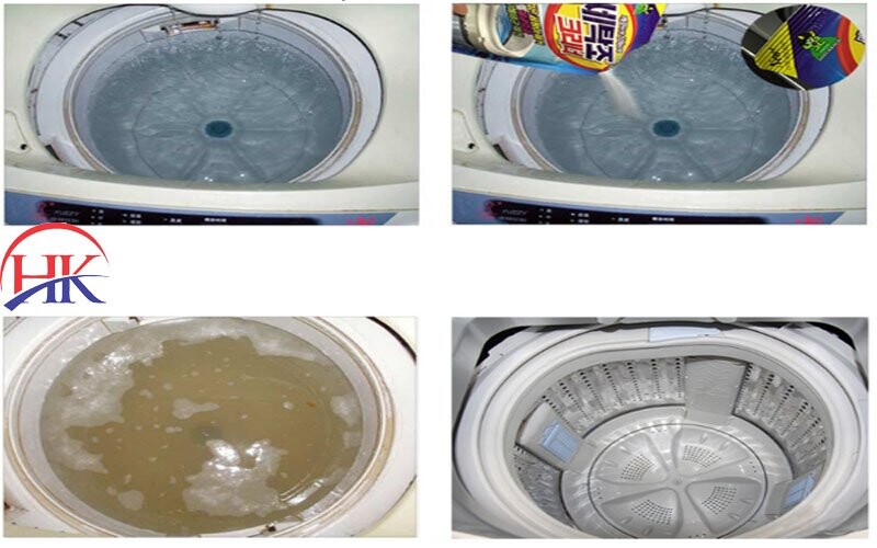 trước và sau khi tẩy máy giặt