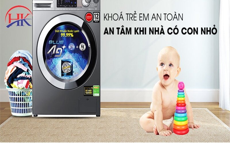khóa trẻ em trên máy giặt