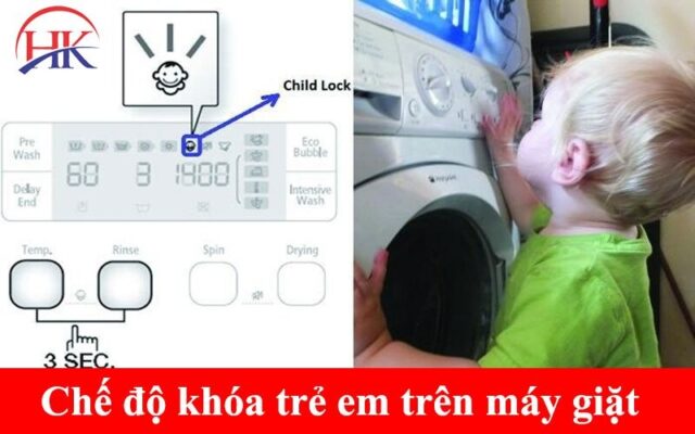 chế độ khóa trẻ em trên máy giặt