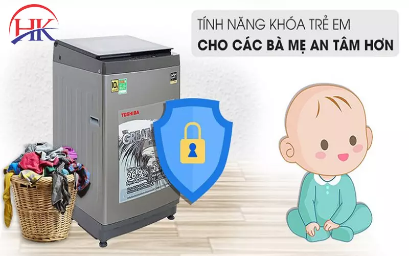 Mẹo Vàng Mở Khóa Trẻ Em Máy Giặt Toshiba An Toàn Tuyệt Đối Chế độ khóa trẻ em trên máy giặt Toshiba