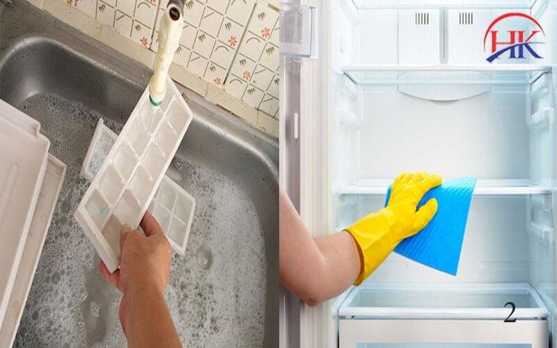 Rửa sạch các ngăn tủ lạnh