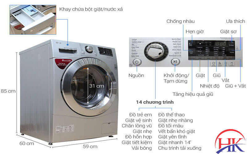 Chế độ vệ sinh lồng giặt máy giặt LG