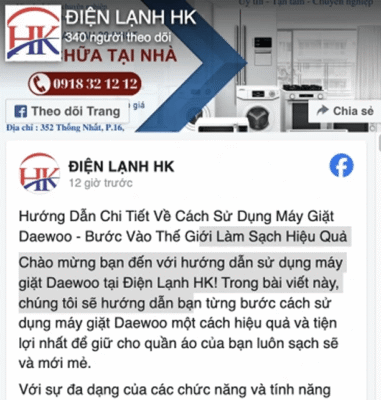 Fanpage Facebook Điện Lạnh HK