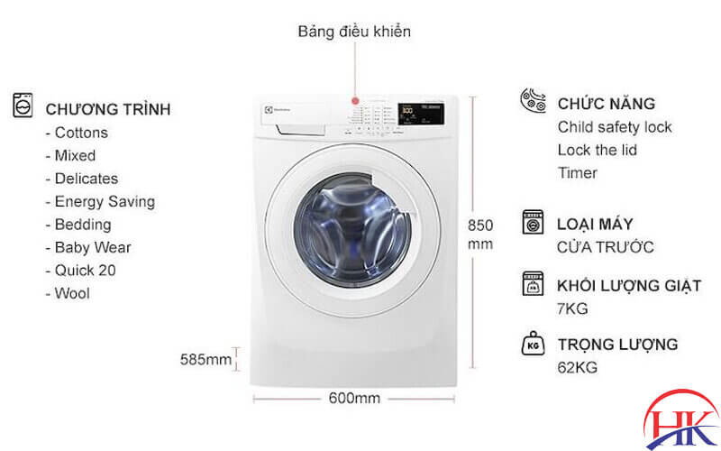 Các chương trình giặt của máy giặt Electrolux