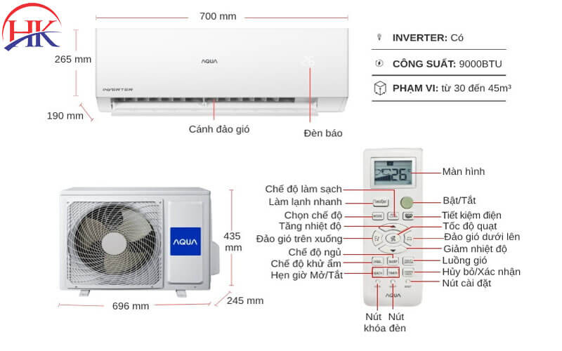 Máy Lạnh Aqua Inverter 1 Hp Aqa Rv9qc