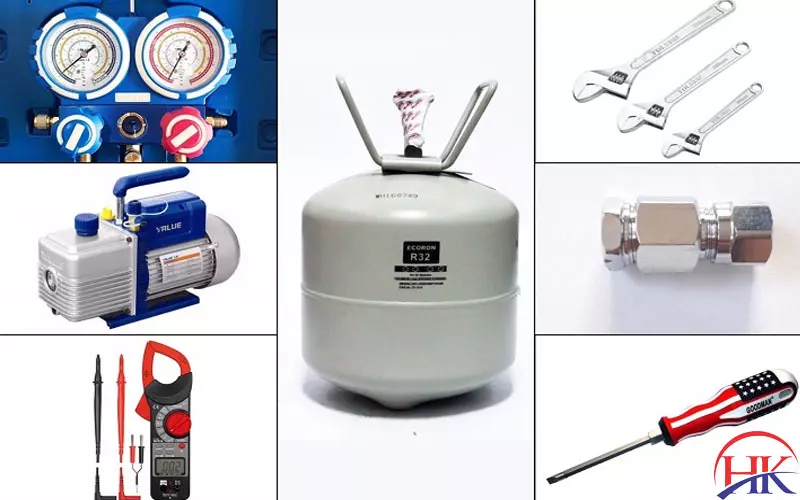 Chuyên Gia Chia Sẻ Cách Bơm Gas Máy Lạnh Giúp Kéo Dài Tuổi Thọ Chuẩn bị dụng cụ bơm ga