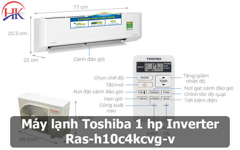 Máy Lạnh Toshiba 1 Hp Inverter Ras H10c4kcvg V