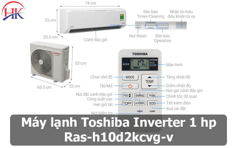 Máy Lạnh Toshiba Inverter 1 Hp Ras H10d2kcvg V