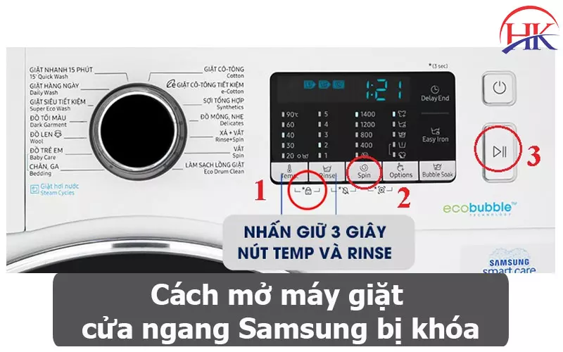 3 Bước Sửa Máy Giặt Samsung Báo Lỗi Khóa Cửa Đơn Giản, Hiệu Quả Cách mở máy giặt cửa ngang Samsung bị khóa