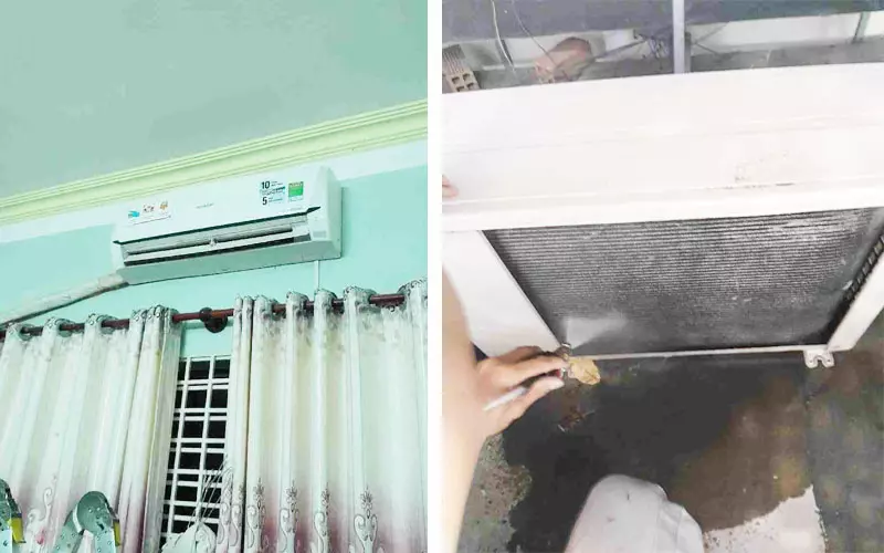 Tuyệt Chiêu Cách Vệ Sinh Máy Lạnh Sharp Dễ Làm Quy trình rửa máy lạnh Sharp bằng máy bơm áp lực cao.
