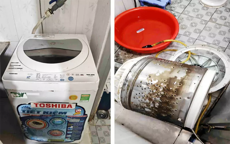 Mách Bạn Vệ Sinh Máy Giặt Toshiba Ngay Tại Nhà Cực Tiện Lợi lồng giặt Toshiba bị bẩn